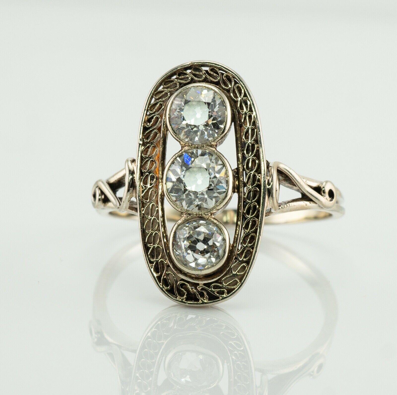 Old mine Diamond Ring 14K White Gold Art Deco 1.30 TDW In Good Condition For Sale In East Brunswick, NJ