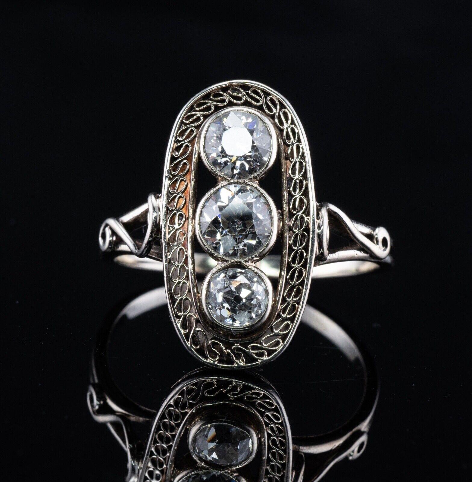 Old mine Diamond Ring 14K White Gold Art Deco 1.30 TDW For Sale 3