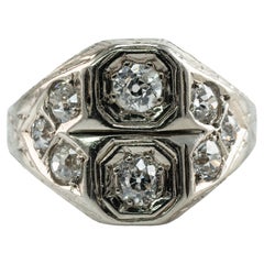 Old Mine Diamond Ring 14K White Gold Art Deco .82 TDW
