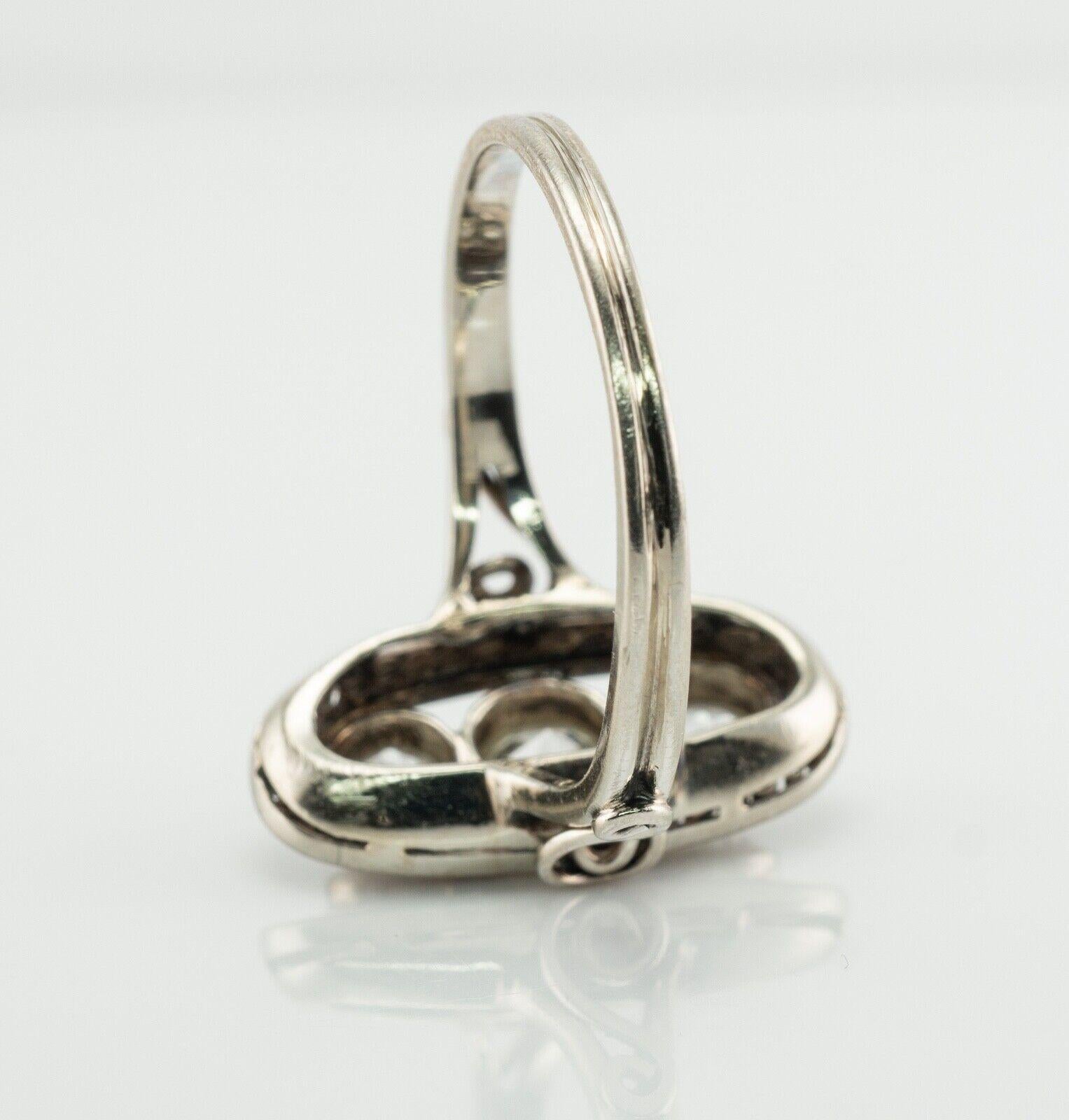 Old mine Diamond Ring 14K White Gold Art Deco Three stones 1.30 TDW Damen im Angebot