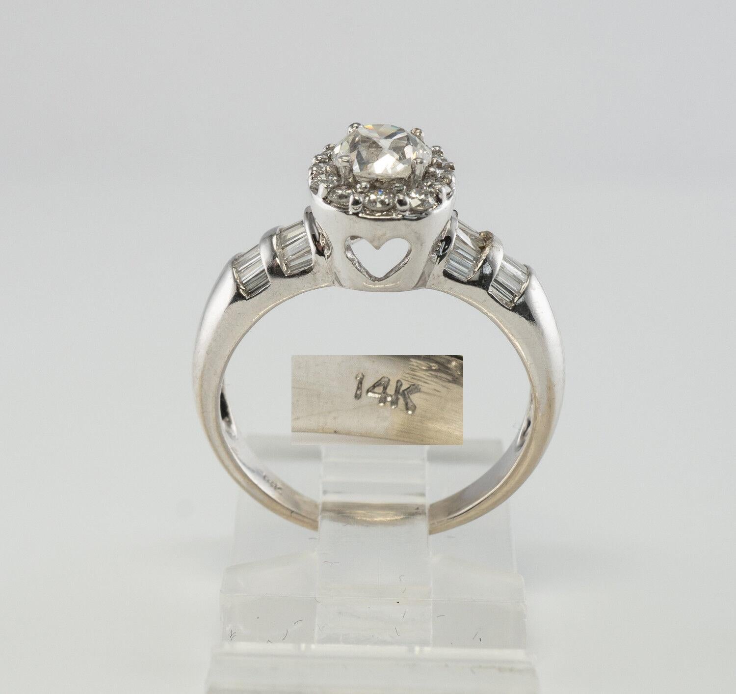 Anneau de fiançailles en or blanc 14 carats avec diamant 