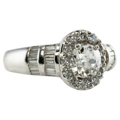 Vintage Old Mine Diamond Ring 14K White Gold Band 1.63 TDW Engagement
