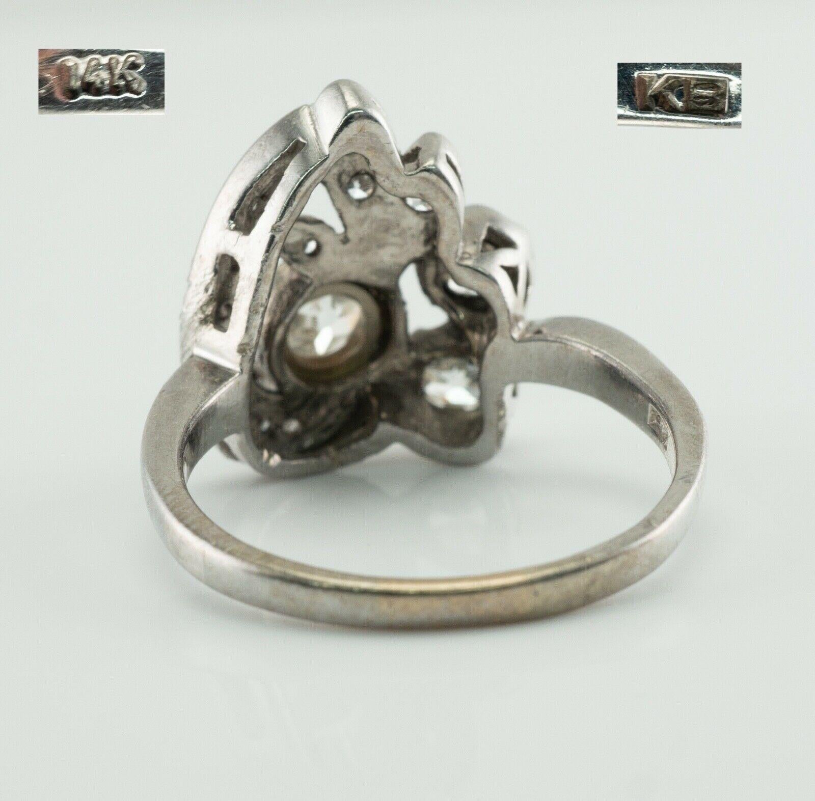 For Sale:  Old Mine Diamond Ring 14K White Gold Vintage 1.55 TDW 6