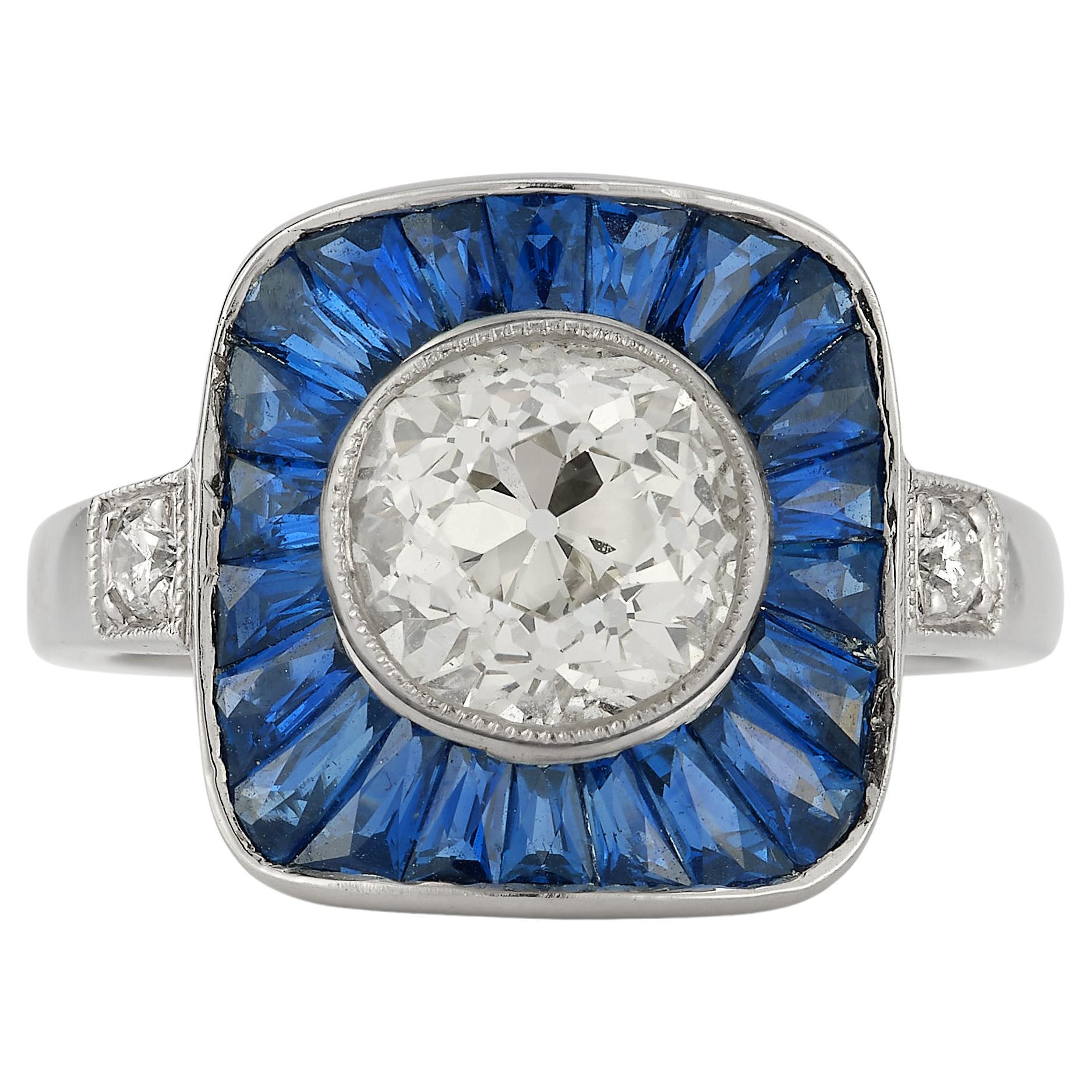 Altminen-Ring mit Diamanten und Saphiren im Angebot