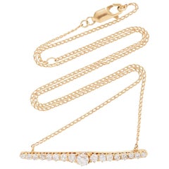 Mindi Mond Old Mine Diamond Victorian Style Gold Bar Pin Necklace