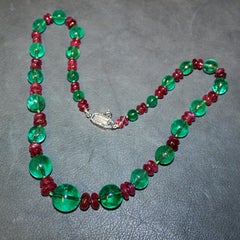 Old-Mine Emerald, Ruby and Diamond Art Deco Necklace, France, ca. 1920s