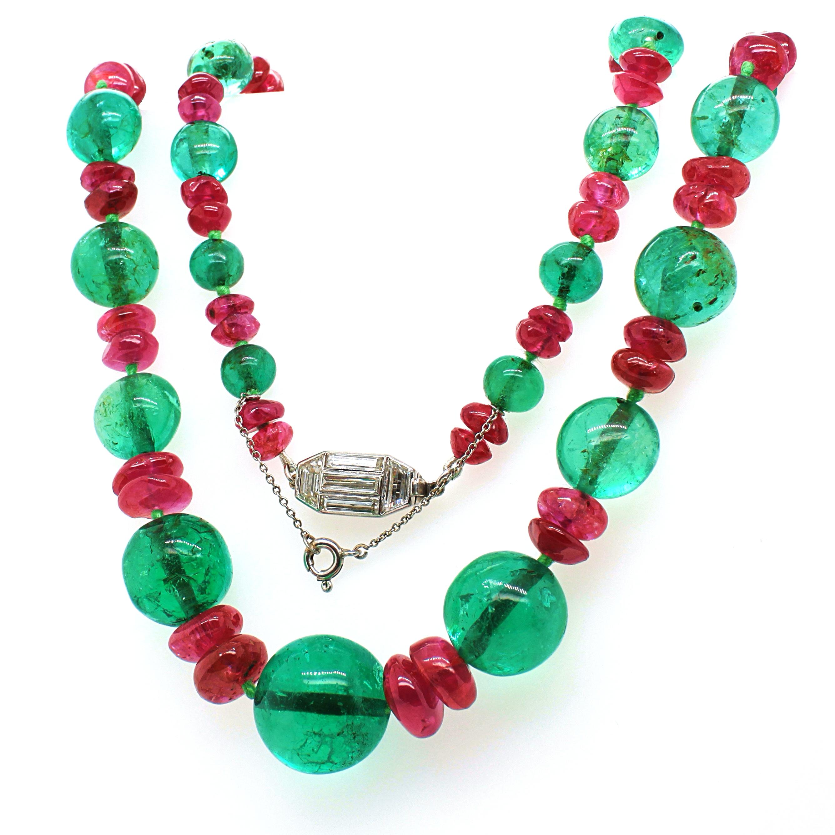 Old-Mine Emerald, Ruby and Diamond Art Deco Necklace, France, ca. 1920s 2