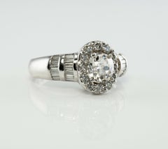 Old Mine Engagement Diamond Ring 14K White Gold Band 1.63 TDW