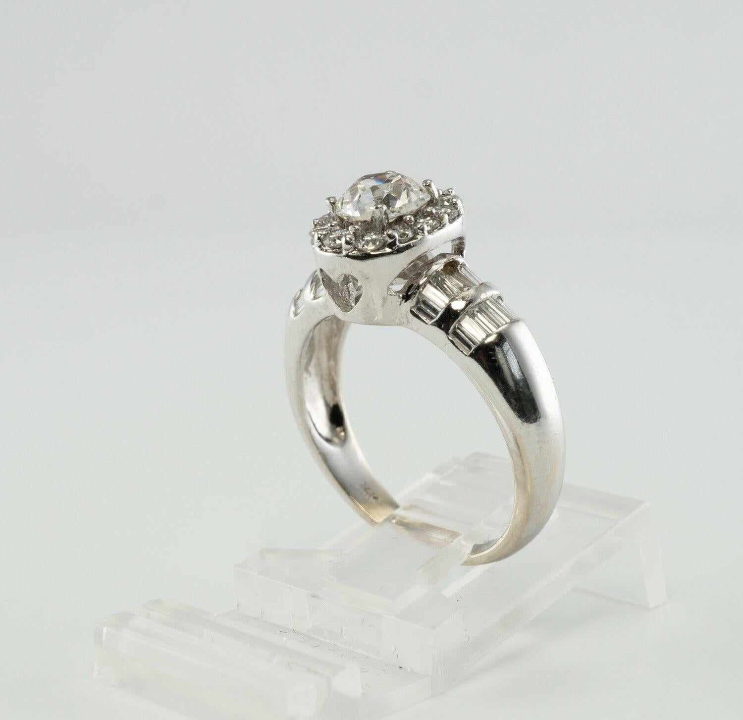 Old Mine Engagement Diamond Ring 14K White Gold Band 1.63 TDW In condizioni buone in vendita a East Brunswick, NJ