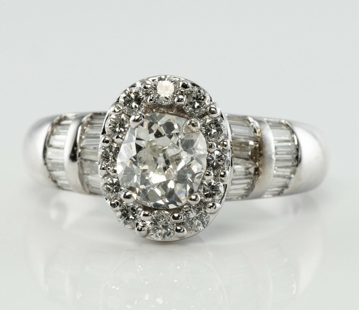 Old Mine Engagement Diamond Ring 14K White Gold Band 1.63 TDW in vendita 2