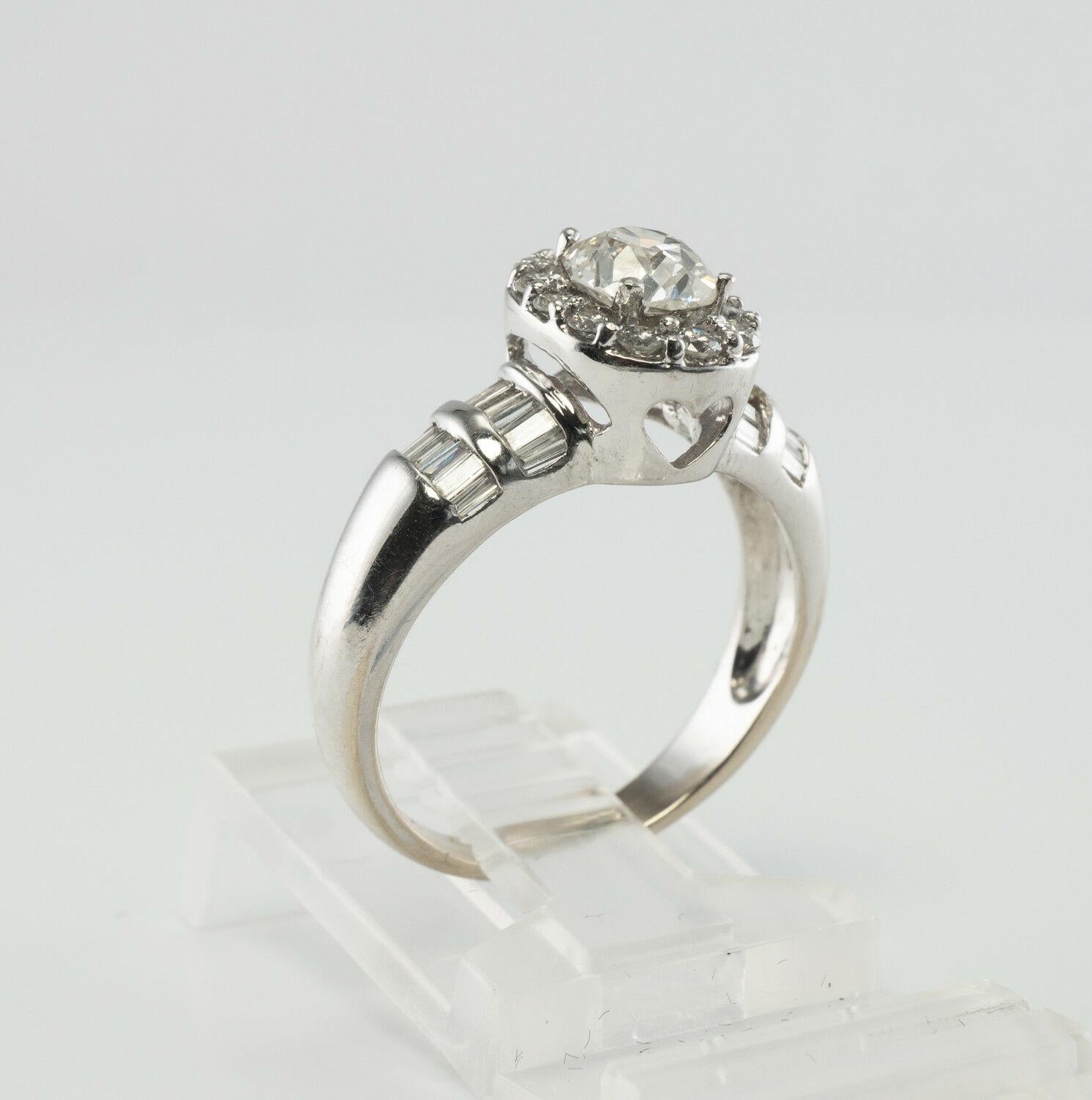 Old Mine Engagement Diamond Ring 14K White Gold Band 1.63 TDW in vendita 3