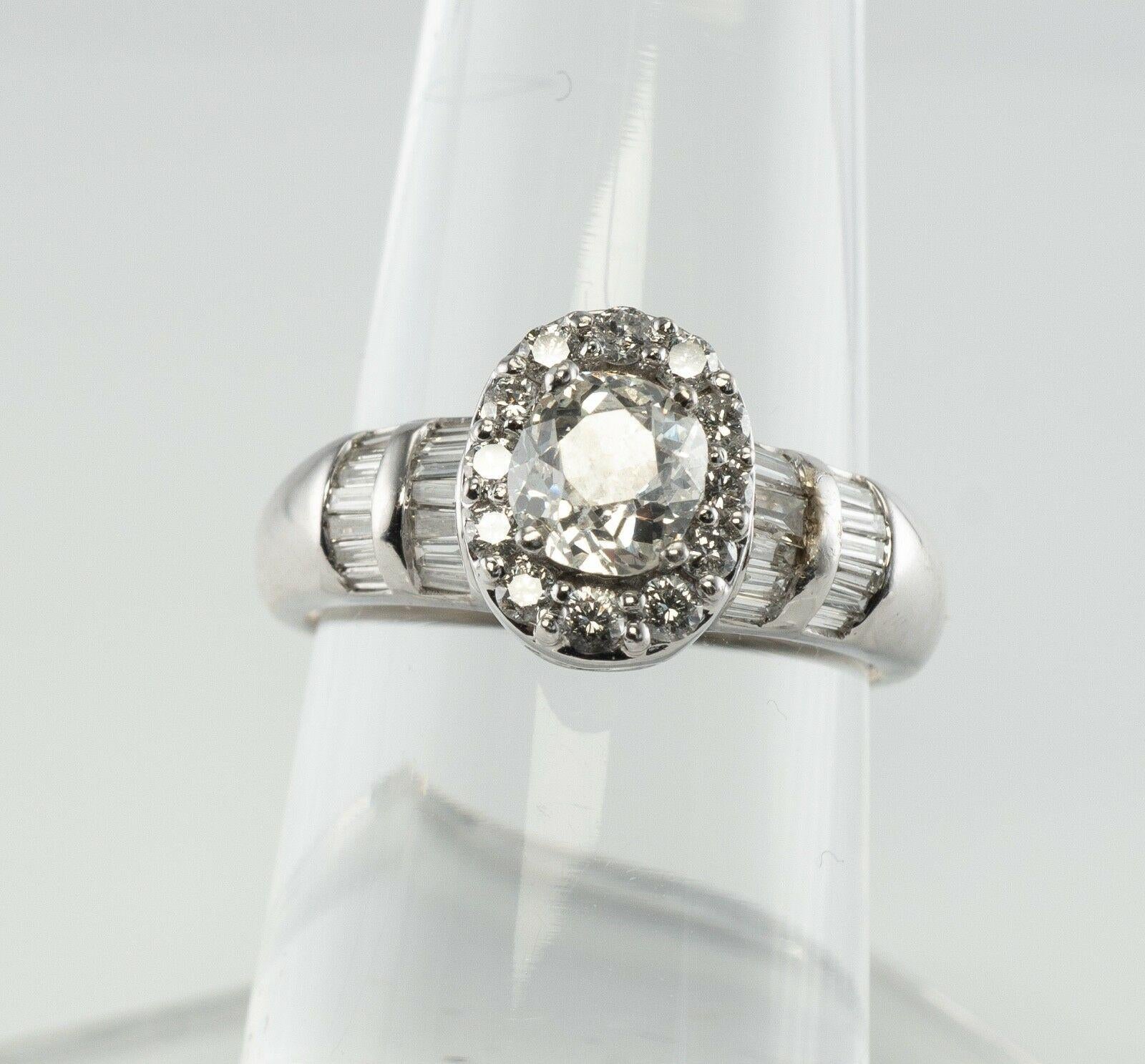 Old Mine Engagement Diamond Ring 14K White Gold Band 1.63 TDW in vendita 4