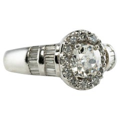 Old Mine Engagement Diamond Ring 14K White Gold Band 1.63 TDW