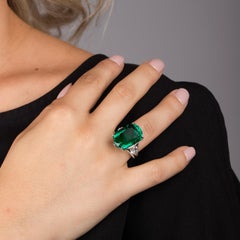 Old Mine Gem Emerald Cushion Ring