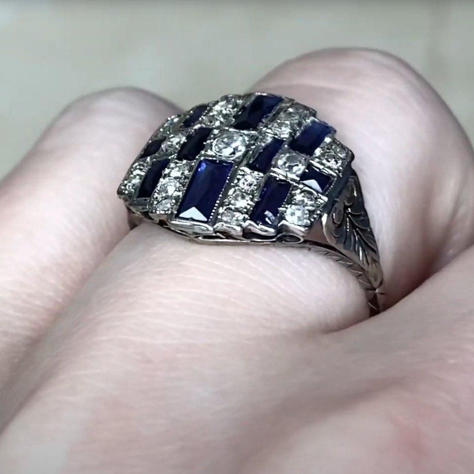 Taille vieille mine Bague ancienne en platine, diamants d'environ 0,30 carat, platine et or 18 carats en vente