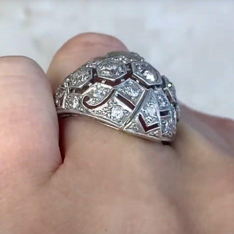 Anillo Cúpula de Diamantes en Platino de Mina Vieja, Antiguo (Aprox. 1,70 Quilates), Color I Talla antigua en venta
