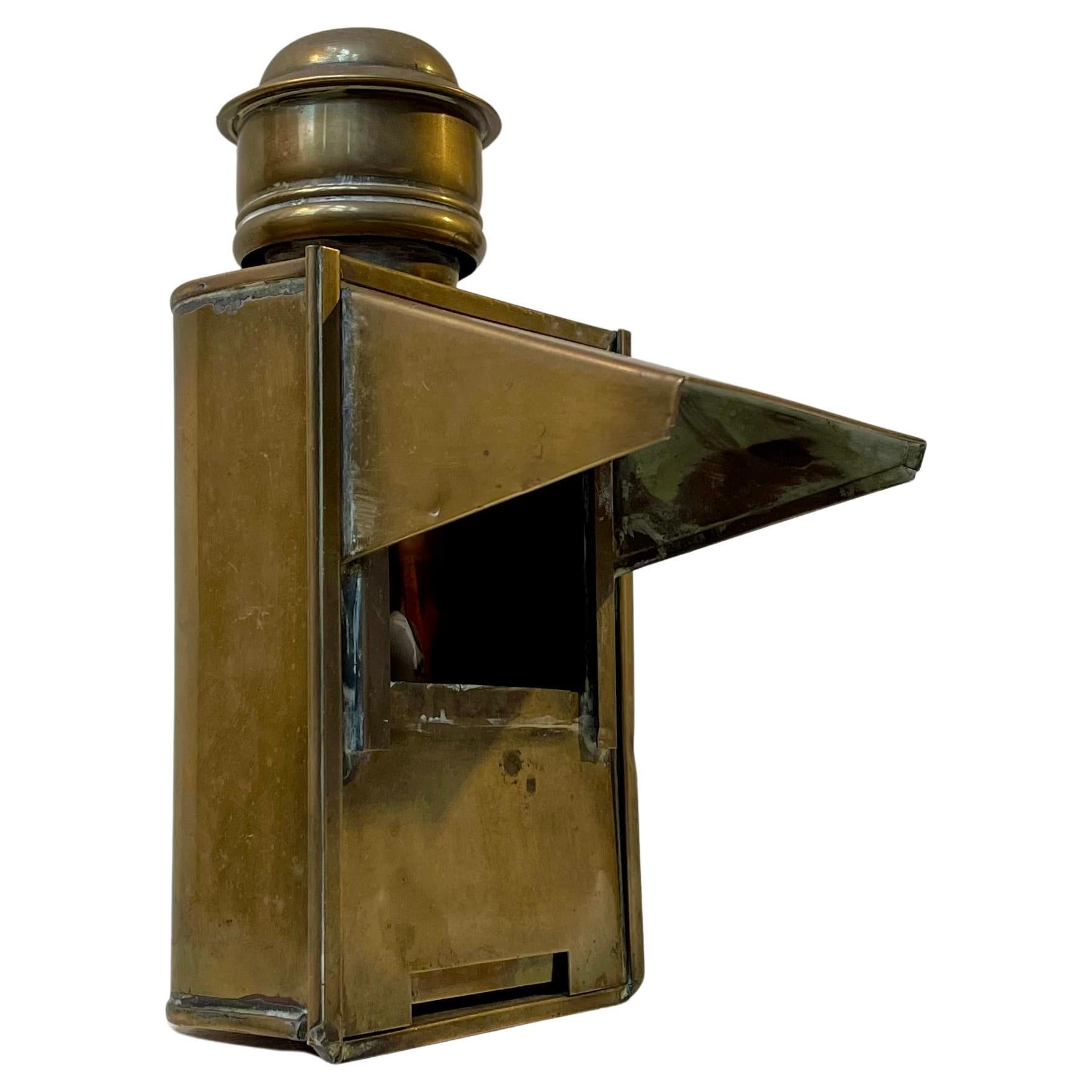 Old Mining Lantern or Nautical Ship Lamp in Brass by Sherwoods England, 1900s