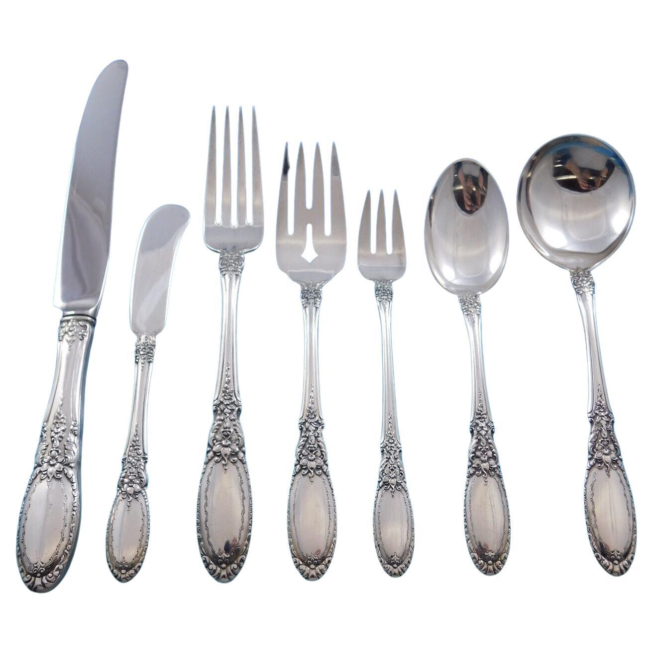 Old Mirror by Towle Sterling Silver Flatware Set for 12 Service 89 Pieces For Sale