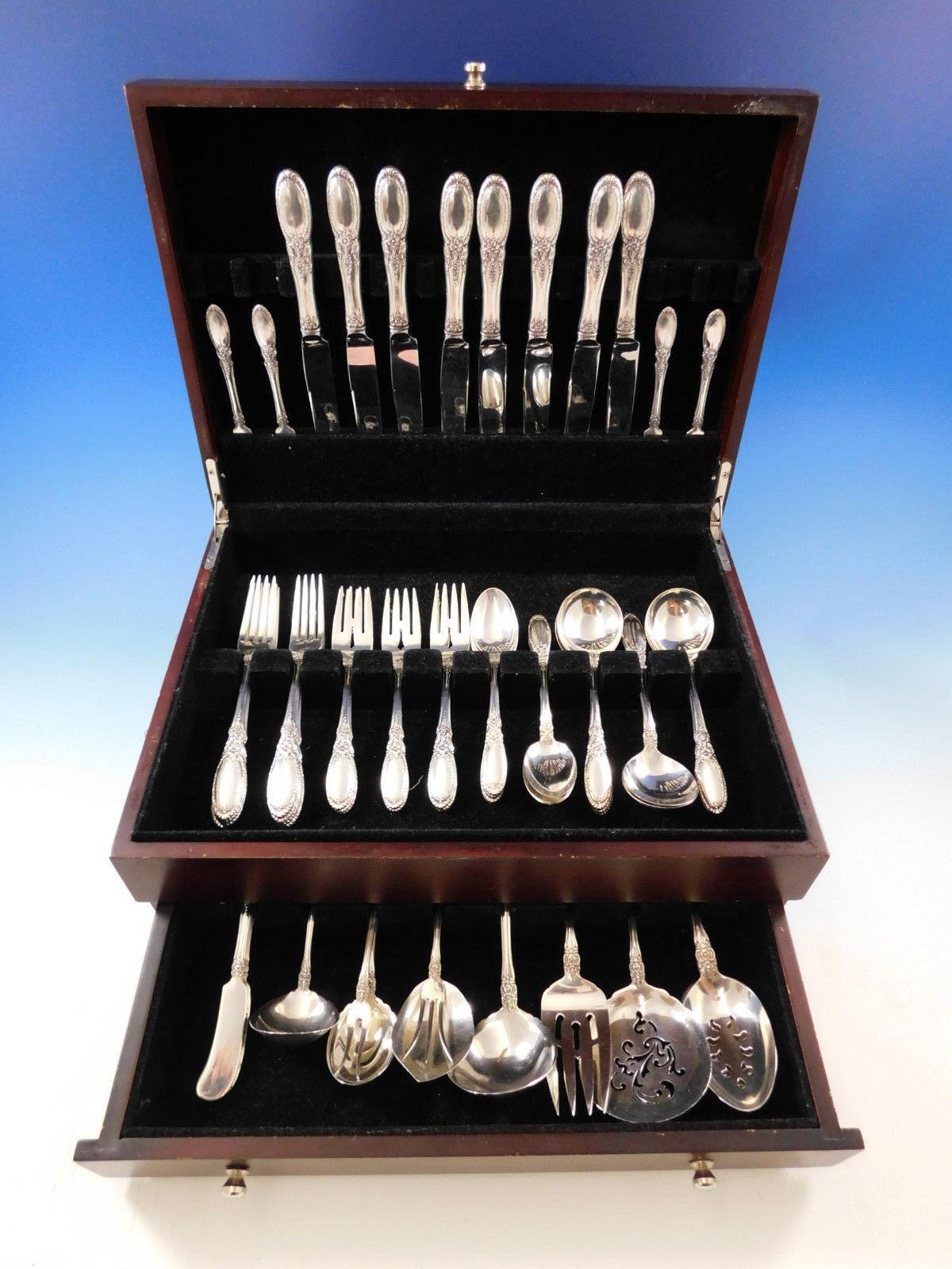 Old mirror by Towle sterling silver flatware set - 58 pieces (including many servers). This set includes:

8 knives, 8 7/8