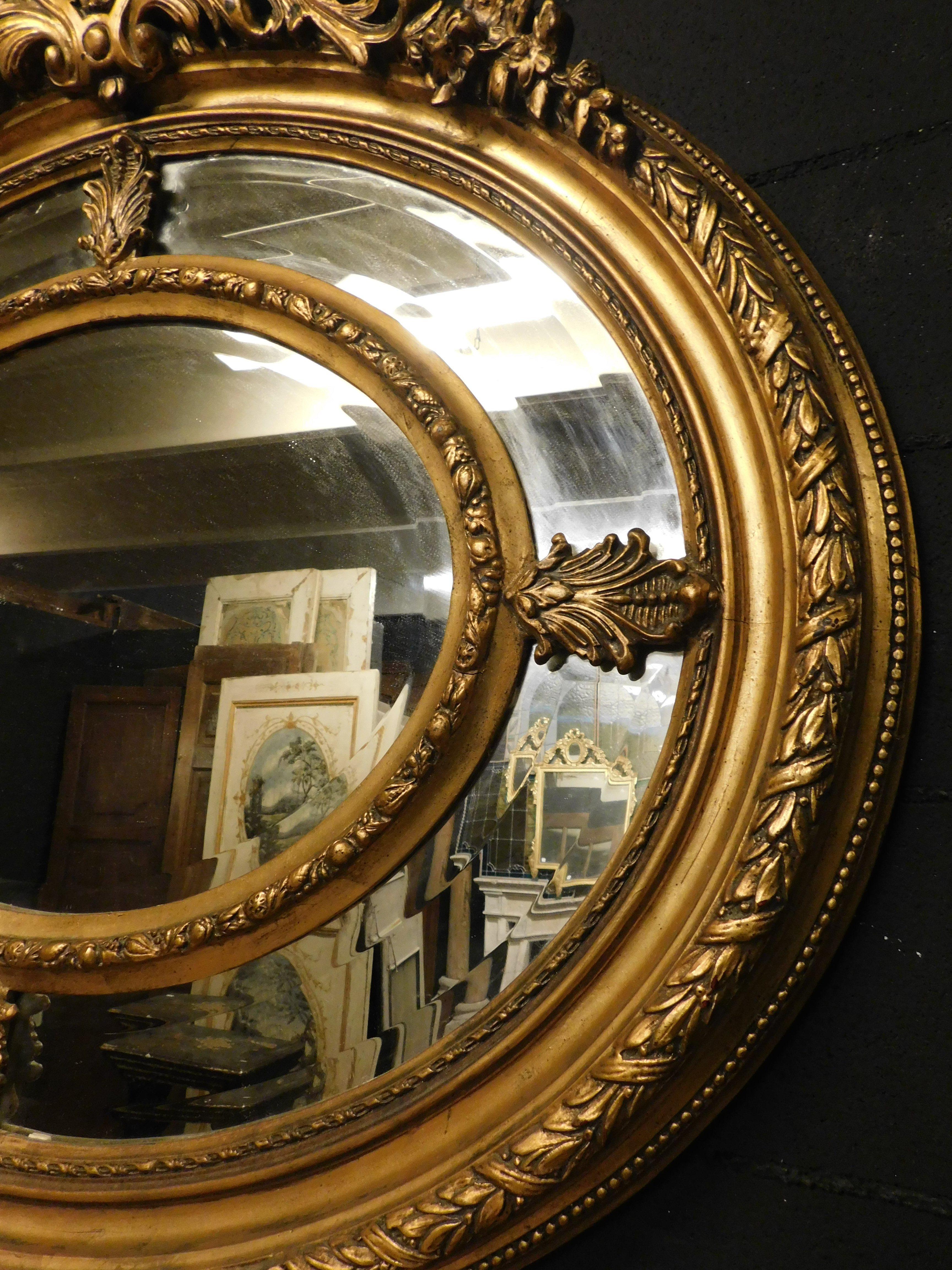 19th Century Old mirror in gilded and richly carved wood, France For Sale