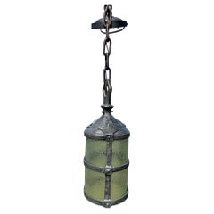 Old Mission Arts & Crafts Wrought Iron Ceiling Pendant Lantern