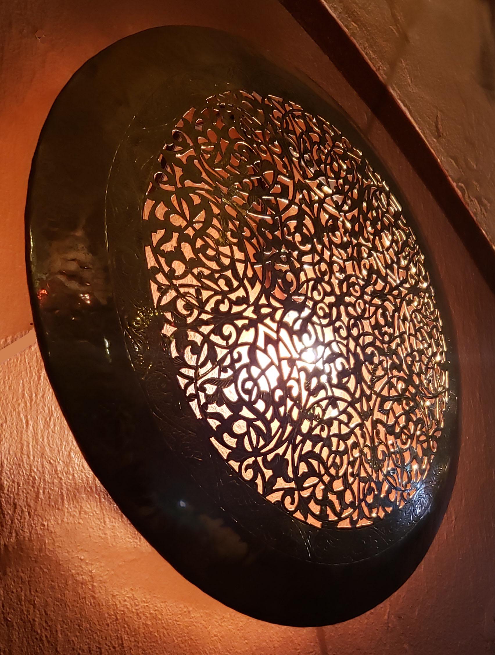 Contemporary Old Moroccan Copper Wall Sconce, Medium Size 4 For Sale