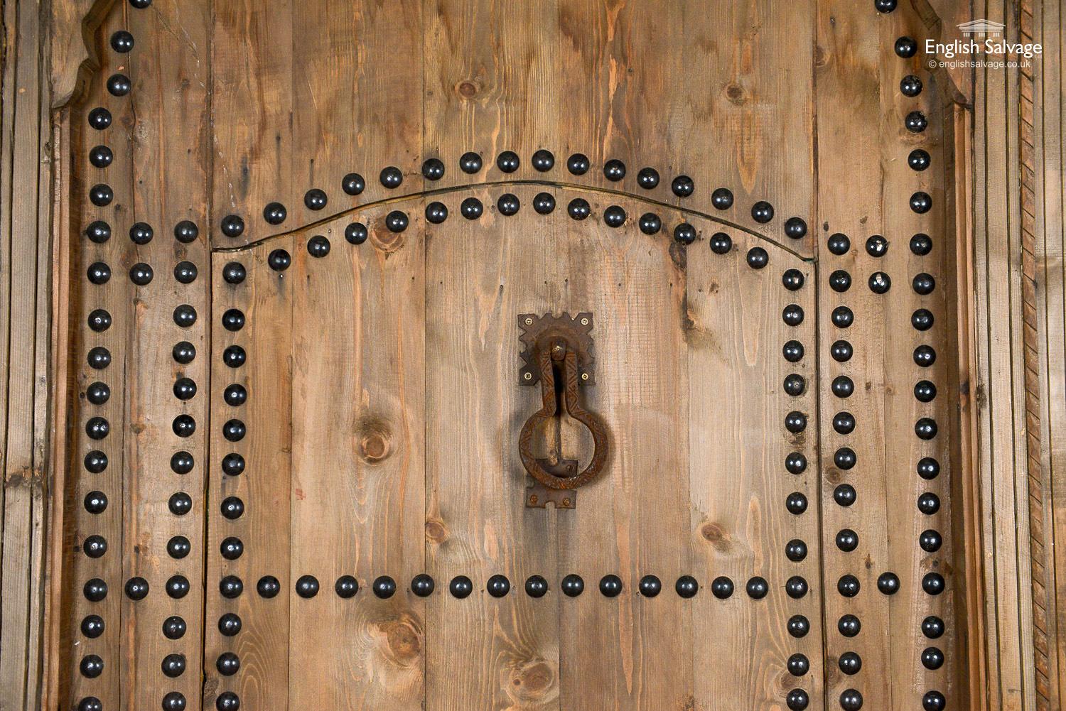 African Old Moroccan Door in Frame with Wicket Gate, 20th Century For Sale