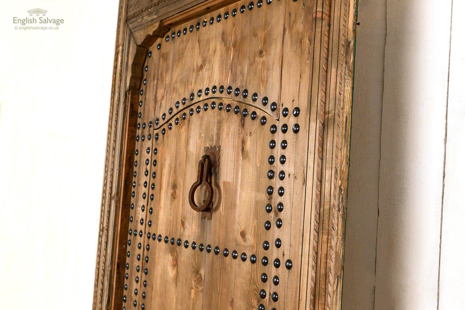 Wood Old Moroccan Door in Frame with Wicket Gate, 20th Century For Sale