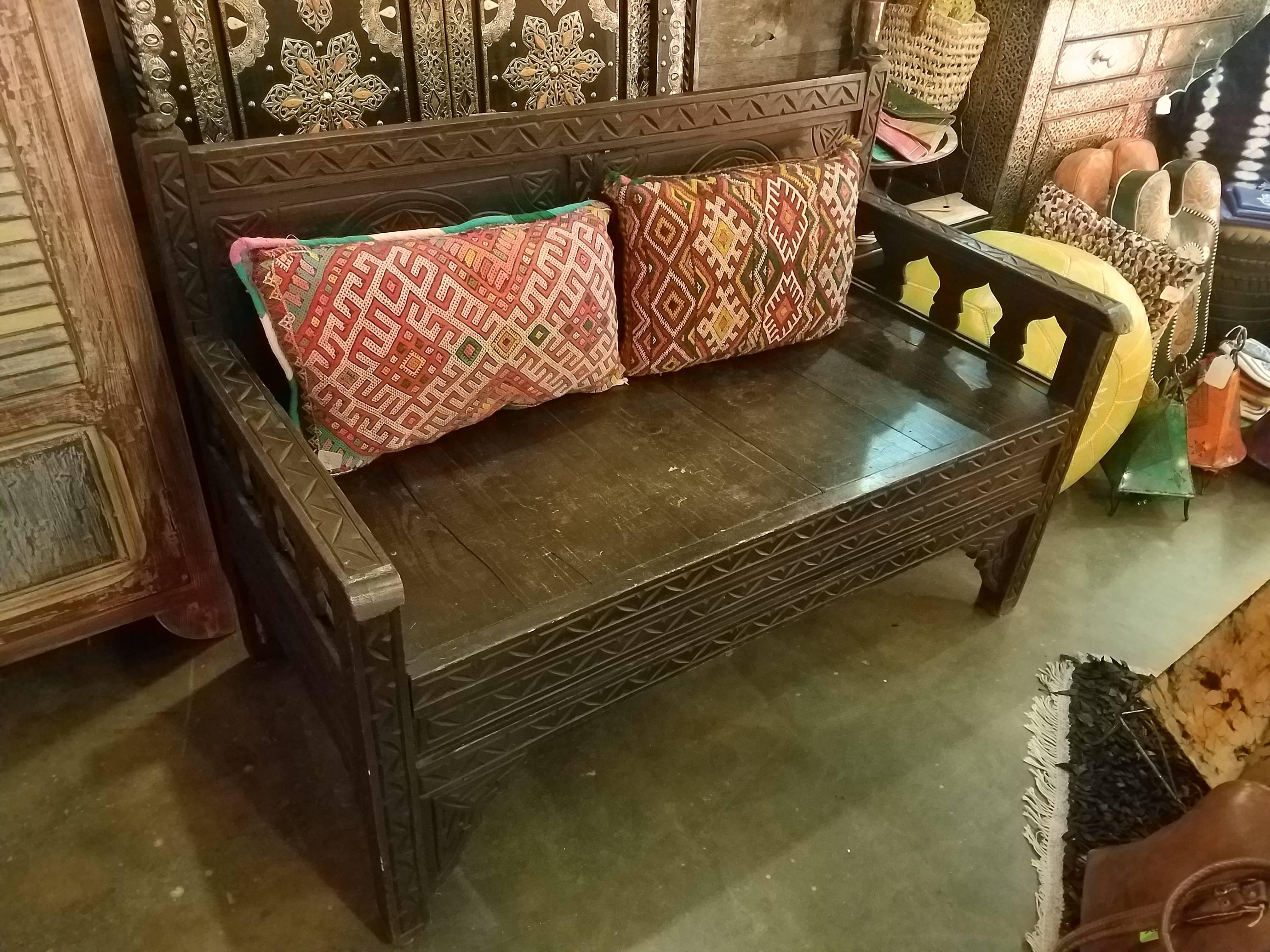 moroccan wood bench