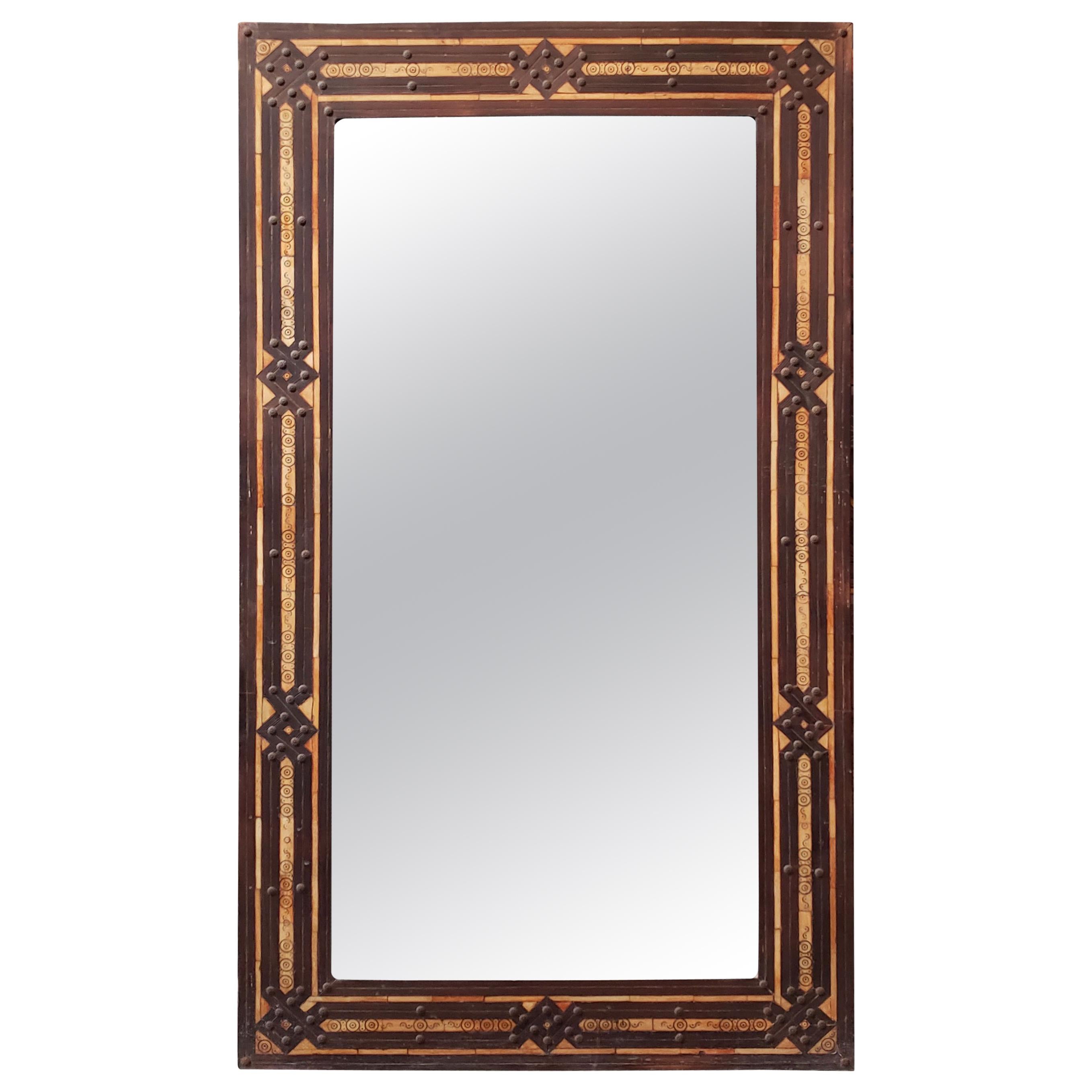 Old Moroccan Rectangular Camel Bone Mirror, MD30 For Sale