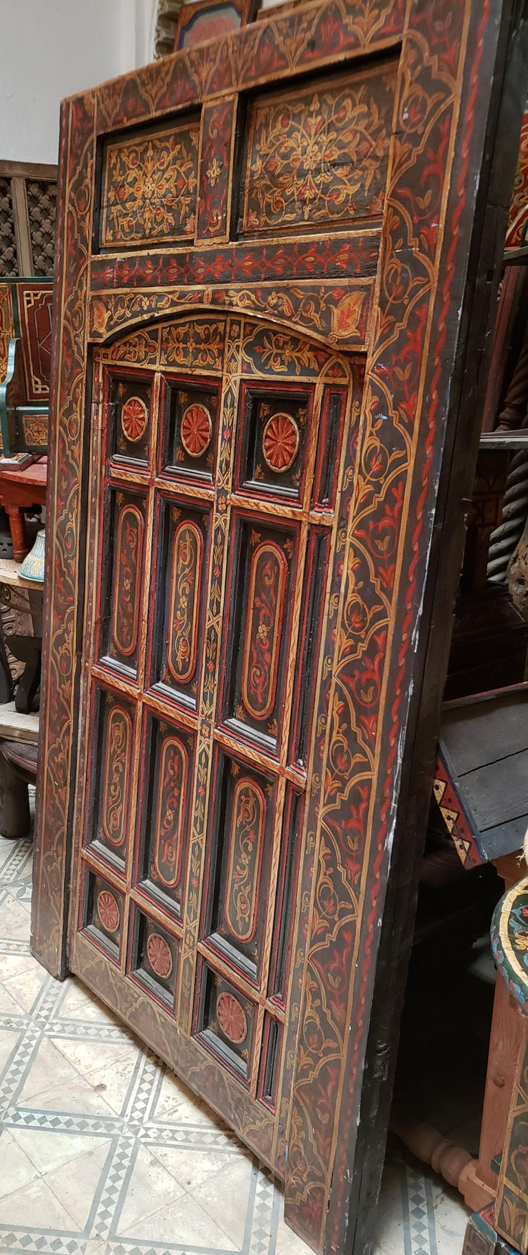 Old MultiColor Moroccan Wooden Door, 23MD42 For Sale at 1stDibs