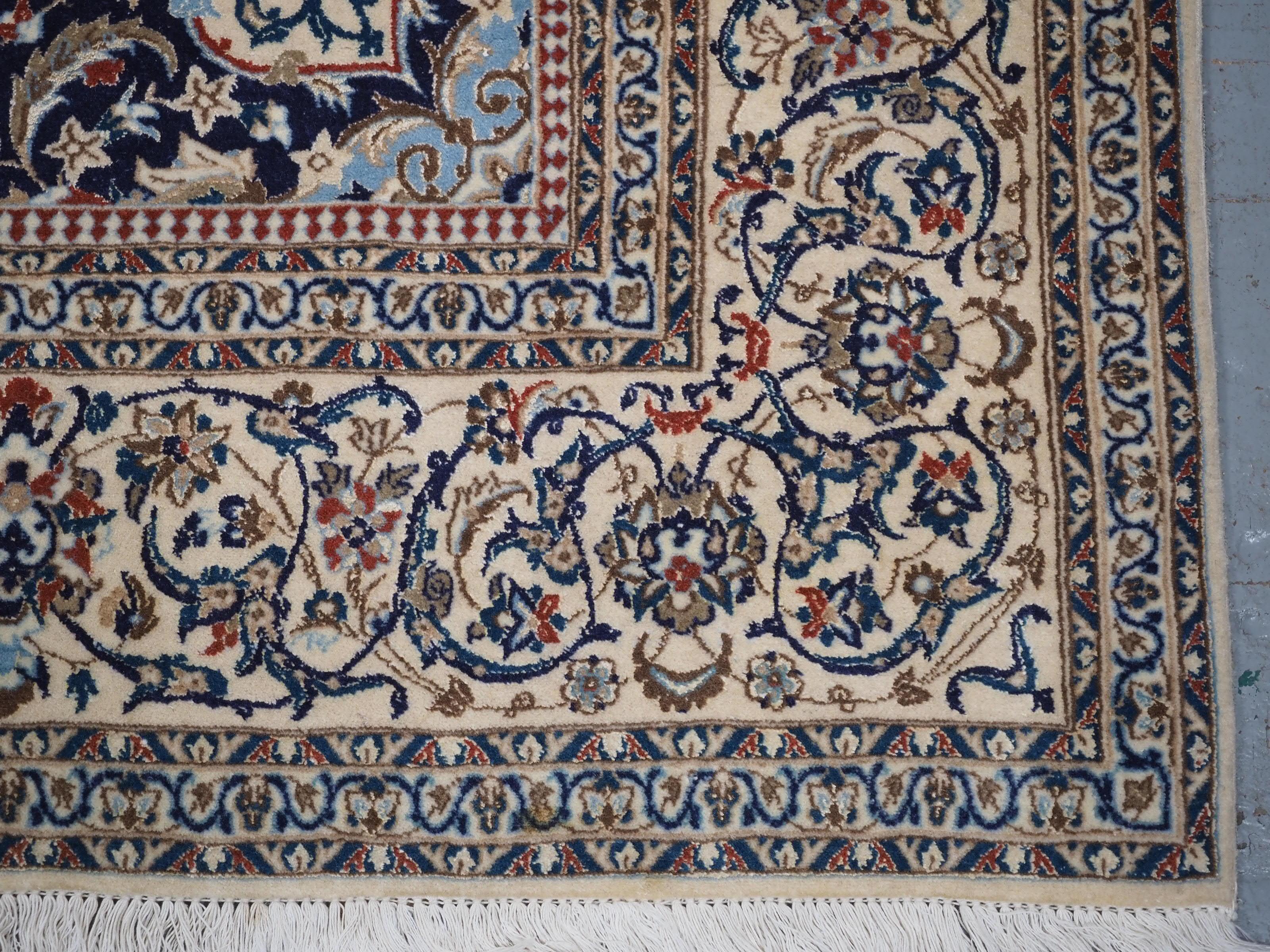Old  Nain carpet, lambs wool and silk on a fine cotton foundation.  Circa 1960. For Sale 8