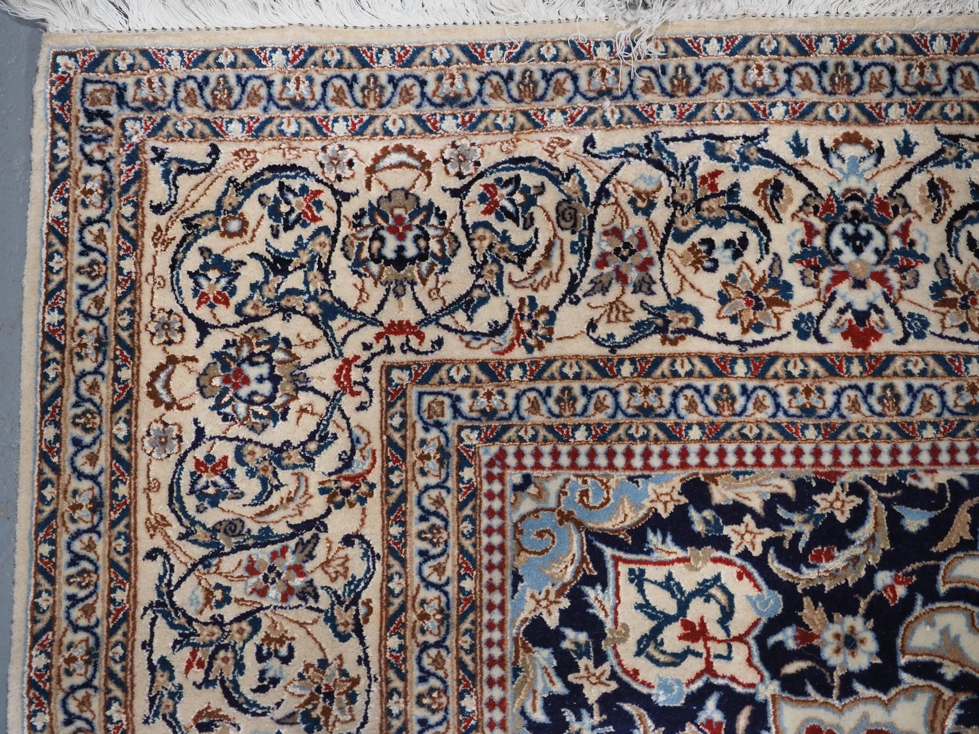 Wool Old  Nain carpet, lambs wool and silk on a fine cotton foundation.  Circa 1960. For Sale