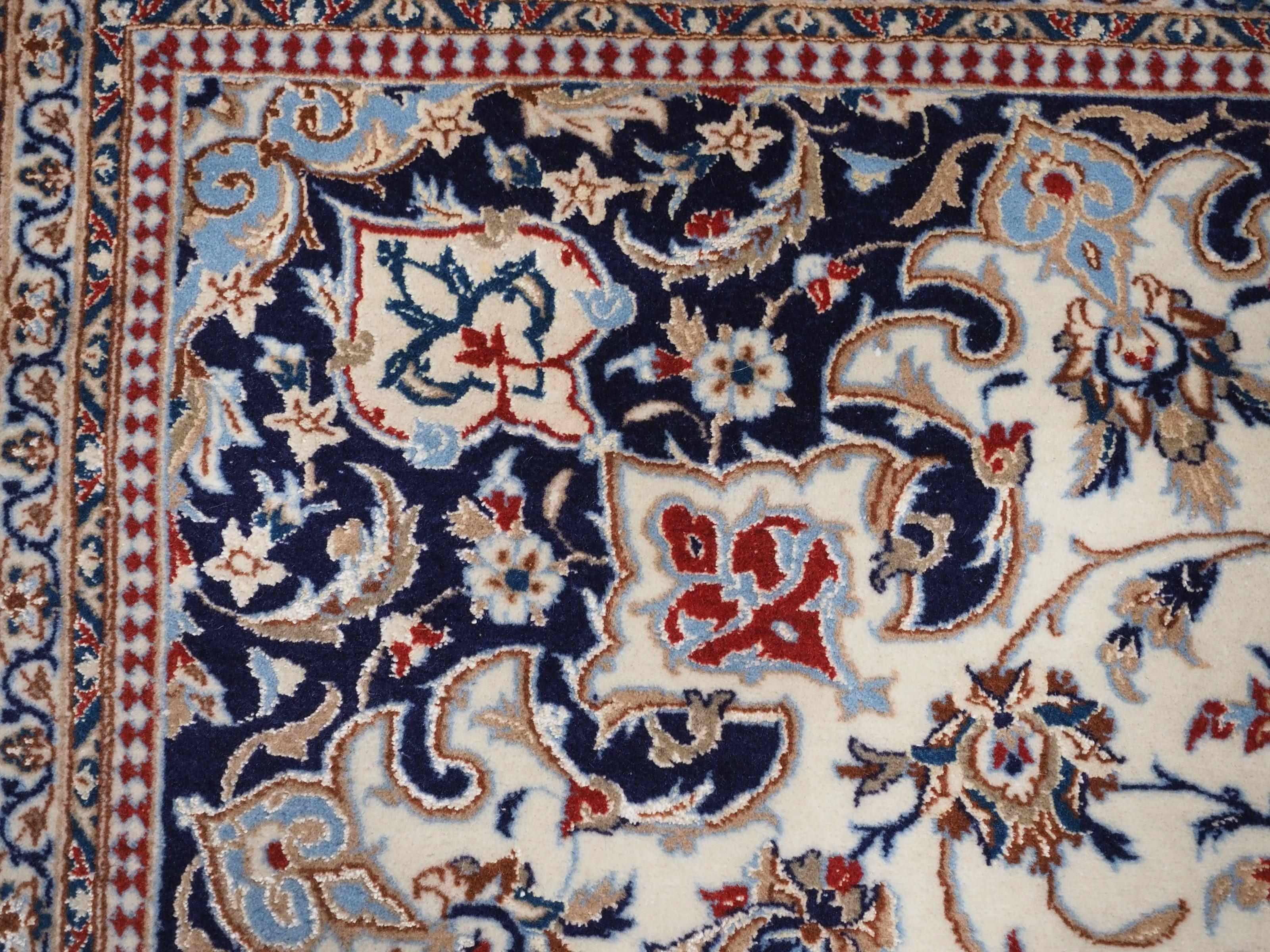 Old  Nain carpet, lambs wool and silk on a fine cotton foundation.  Circa 1960. For Sale 3