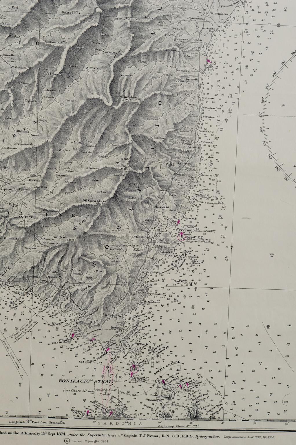 Anglais Ancienne carte nautique de Corsica en vente