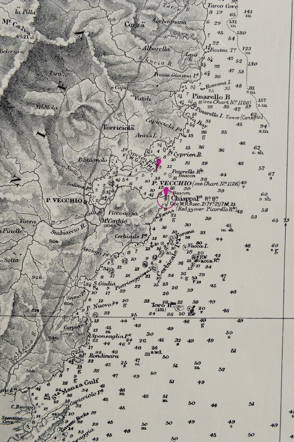 Autre Ancienne carte nautique de Corsica en vente