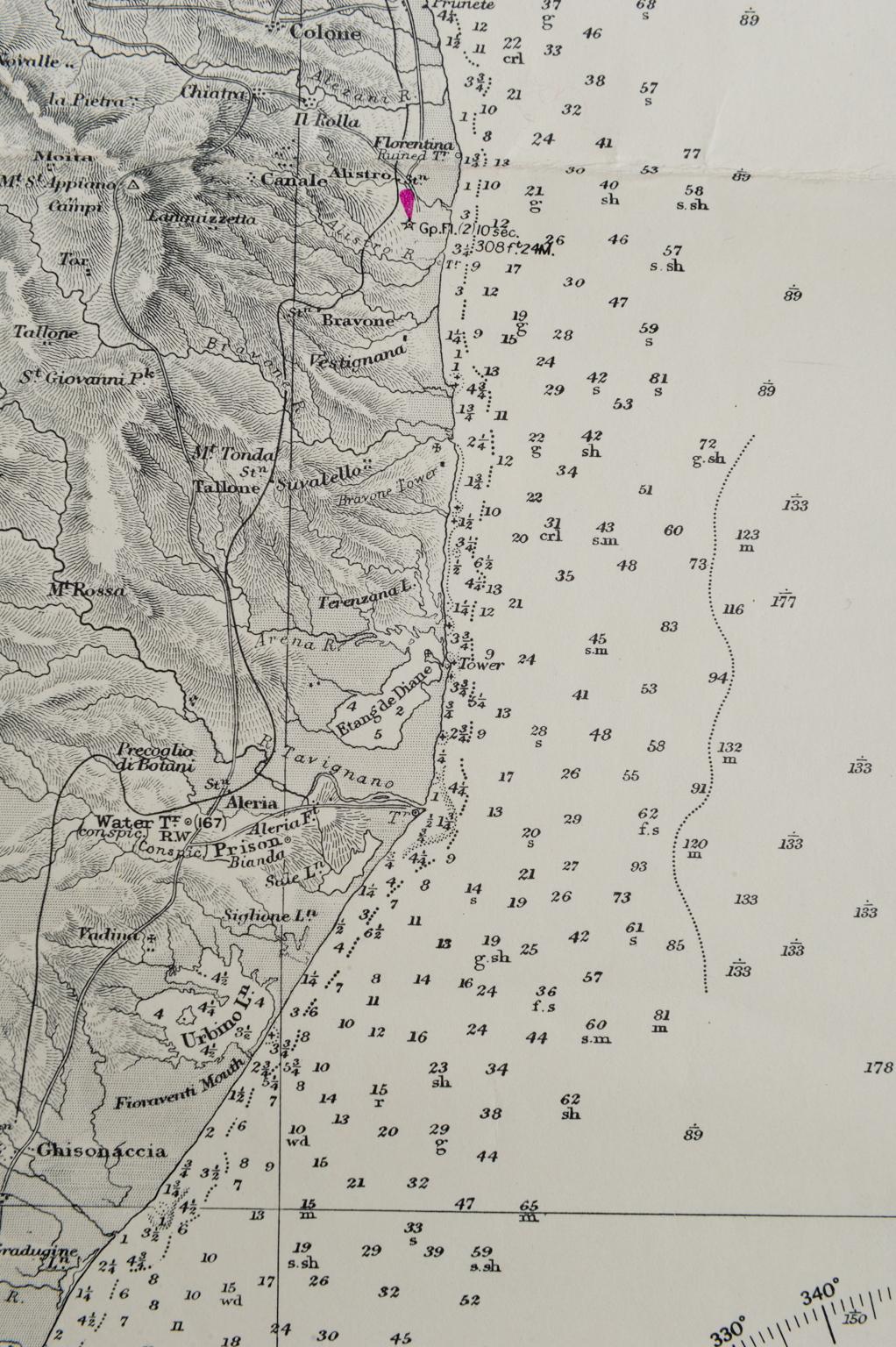 Old Nautical Map of Corsica im Zustand „Gut“ im Angebot in Alessandria, Piemonte