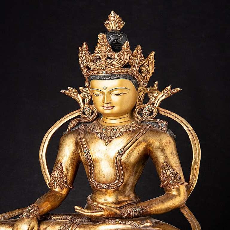 20th Century Old Nepali Bronze Crowned Buddha Statue from Nepal For Sale