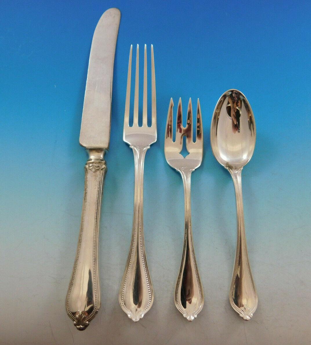 Monumental dinner size Old Newbury by Towle sterling silver flatware set, 153 pieces. This set includes:

12 dinner size knives, 9 3/4