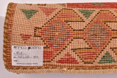 Antique Central Asian Carpet, Coral Red with Palm Tree Design, 1950