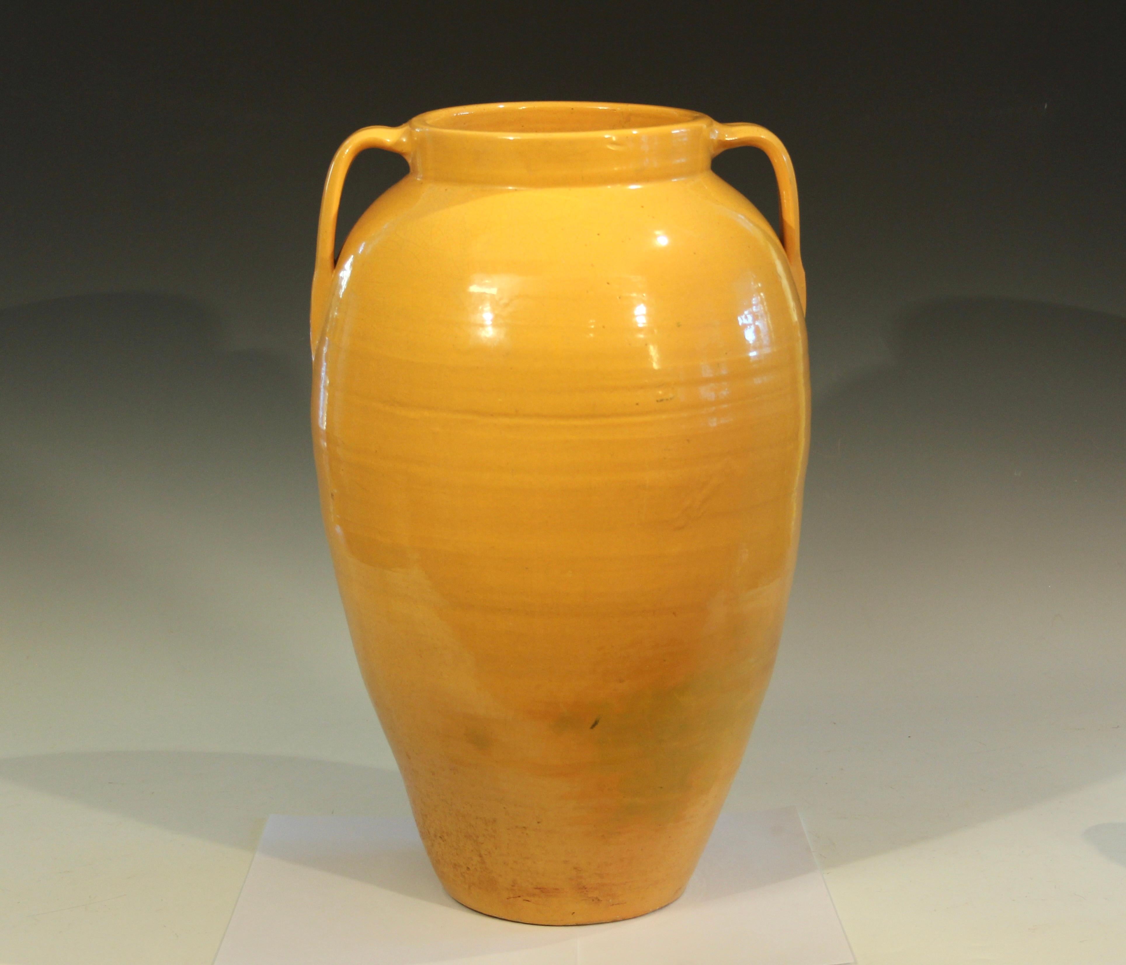 Big old North Carolina Waymon Cole for JB Cole floor vase in sunny yellow glaze, circa early/mid 20th century. Matches form W156-19