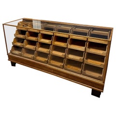 Antique Old oak counter/display case with 24 drawers
