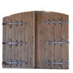 Old Oak Gate with Wrought Iron Hinges 19th Century