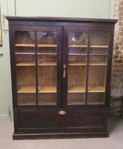 Old Oak School Cupboard, Glazed Bookcase A good heavy quality piece