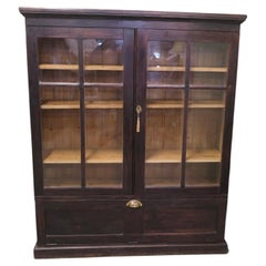 Old Oak School Cupboard, Glazed Bookcase A good heavy quality piece