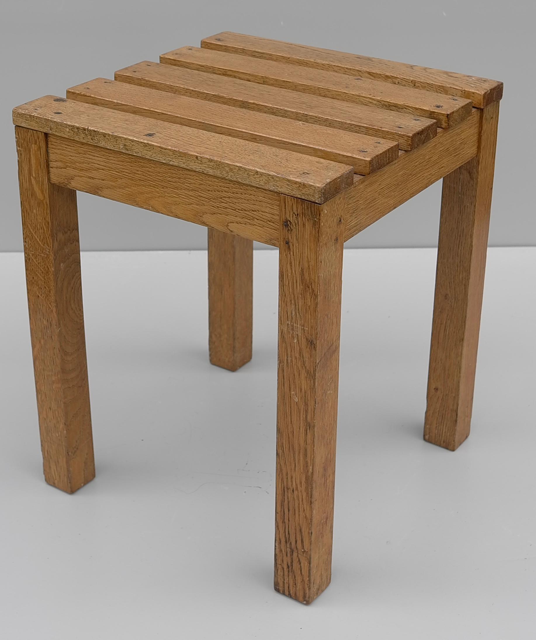 Mid-20th Century Old Oak Slat Bauhaus Side table, Germany 1930's For Sale