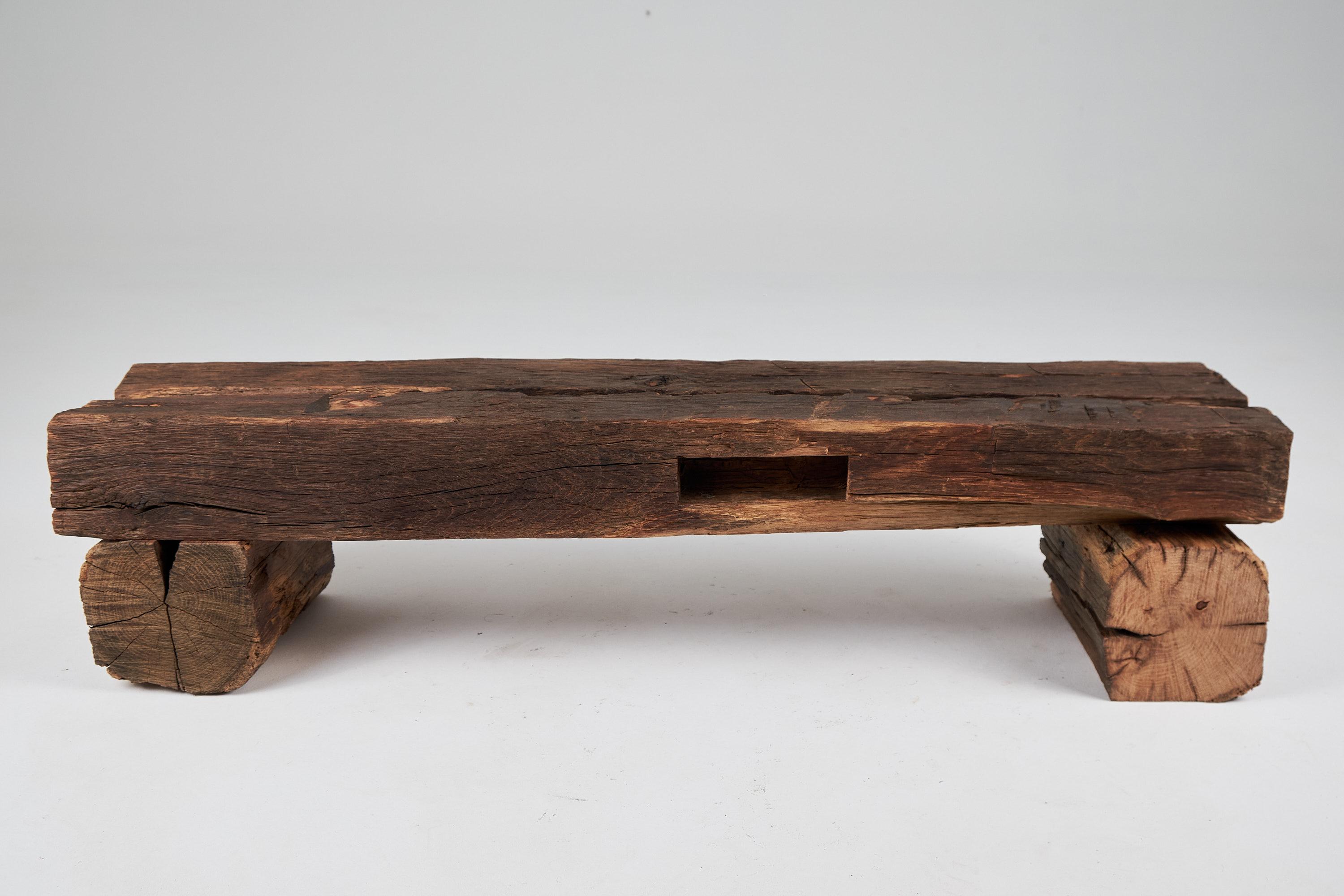 Unique bench with original design by Logniture. Made entirely from old oak beams. Protected with the highest quality oils, ensuring durability for generations. Such unique handmade design will highlight your interior and bring comfort to your home,