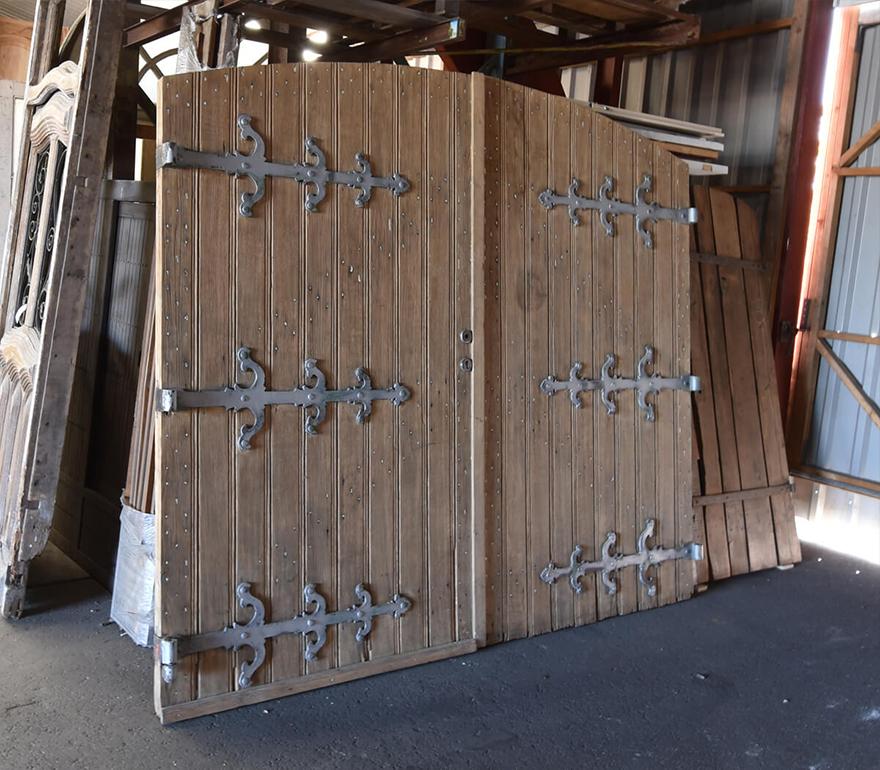 Very unique and big, old oak wooden gate with wrought-iron hinges
from the 19th Century.