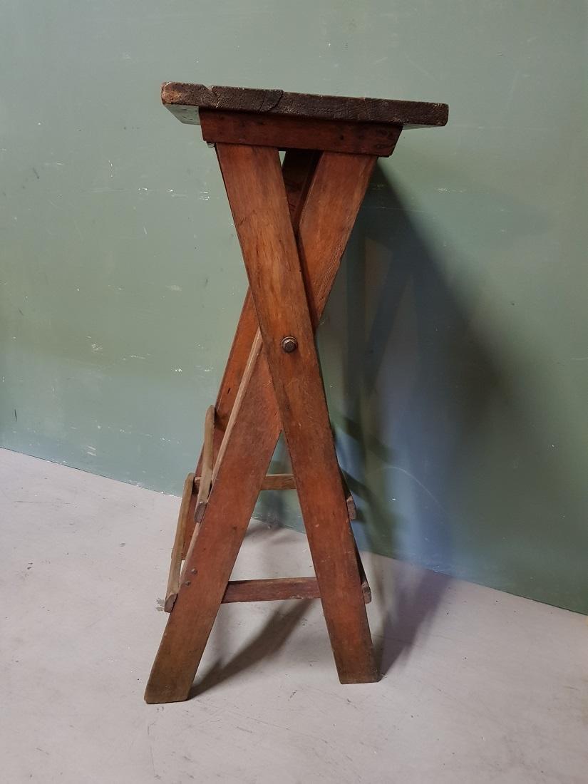 20th Century Old Oak Wooden Small Work Table, Now Fantastic as a Pedestal for a Art Object For Sale