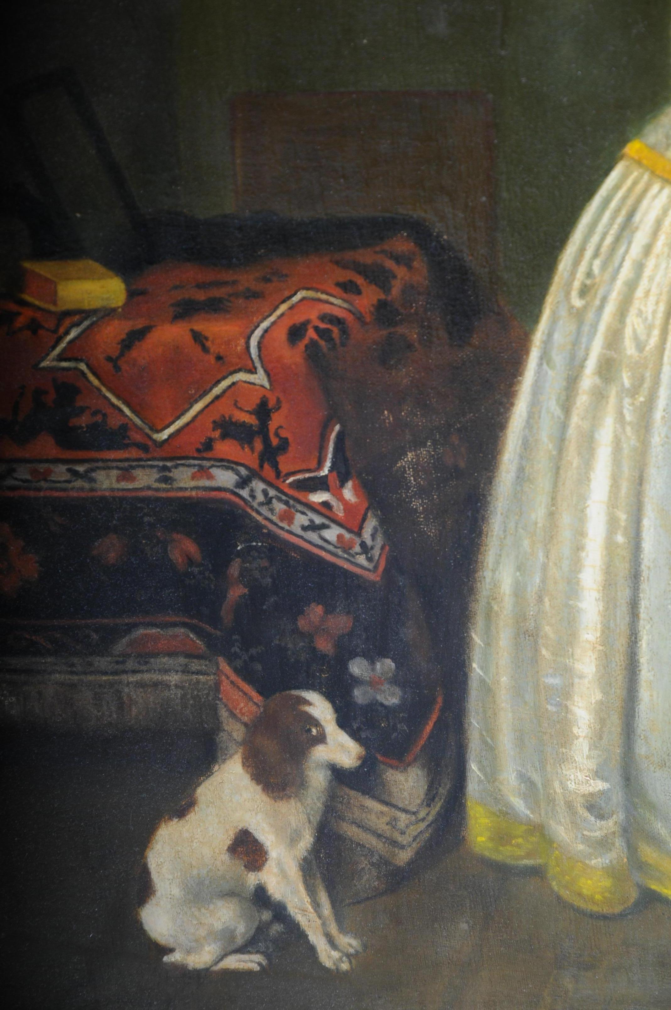 Altes Ölgemälde nach J. Vermeer Manier:: Alter Meister:: um 1900 (Leinwand) im Angebot